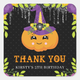 キュートハロウィーンカボチャフローラ誕生日 スクエアシール