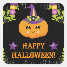 キュートハロウィーンカボチャフローラ スクエアシール