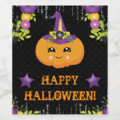 キュートハロウィーンカボチャフローラ ワインラベル (シングルラベル)