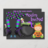 キュートハロウィーンカボチャベビー1st誕生日招待状 招待状 (正面/裏面)