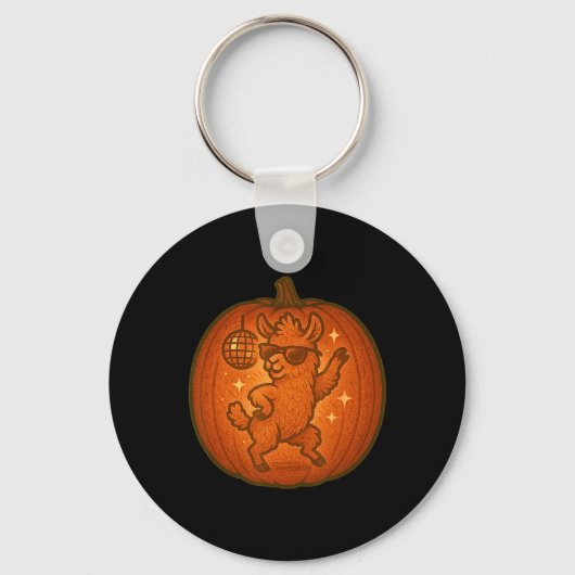 キュートハロウィーンカボチャ踊りラマ不気味秋S キーホルダー (正面)
