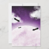 キュートハロウィーンガールハローウィンパーティパープルこうもり 招待状 (裏面)