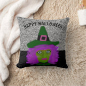 キュートハロウィーングラムウィッチブラックシルバーグリッター クッション (ブランケット)