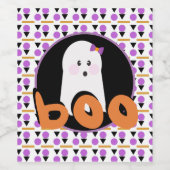 キュートハロウィーングールパープルオレンジ ワインラベル (シングルラベル)