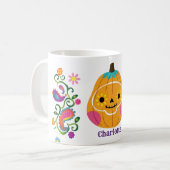 キュートハロウィーンシュガースカルカボチャ コーヒーマグカップ (正面左)