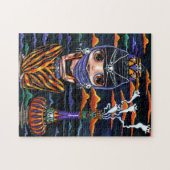 キュートハロウィーンジェニーガールビッグ目子猫幽霊 ジグソーパズル (横)