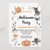 キュートハロウィーンスポオクタキュラーパーティの招待状 招待状 (正面/裏面)