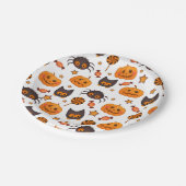 キュートハロウィーンパターンイラストレーション ペーパープレート (アングル)