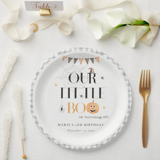 キュートハロウィーンパンプキンリトルブー子供の誕生日 ペーパープレート (ウェディング)
