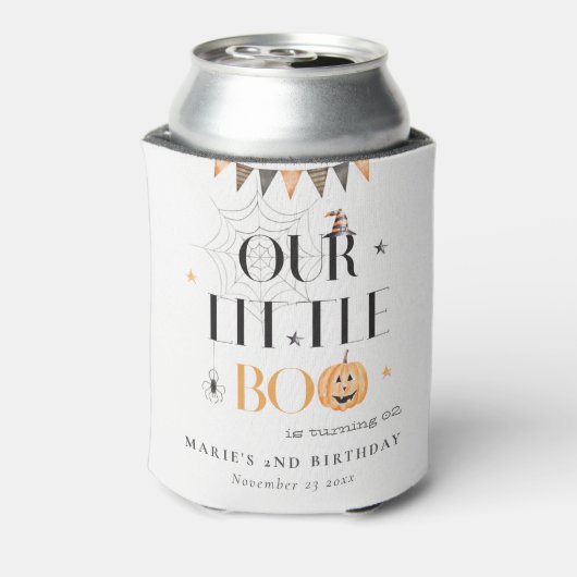 キュートハロウィーンパンプキンリトルブー子供の誕生日 缶クーラー (缶裏面)