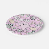 キュートハロウィーンピンク子供の誕生日パーティープレート ペーパープレート (アングル)