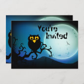 キュートハロウィーンフクロウ誕生日招待状 招待状 (正面/裏面)