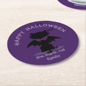 キュートハロウィーンブラックキャットこうもりパーティー紙コースター ラウンドペーパーコースター (アングル)