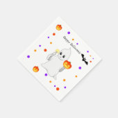 キュートハロウィーンベビー幽霊&カボンプキンズオンホワイト スタンダードカクテルナプキン (角)