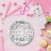 キュートハロウィーンホワイト子供の誕生日パーティープレート ペーパープレート (パーティー)