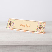 キュートハロウィーンラットとカボチャカスタム デスクネームプレート (正面)