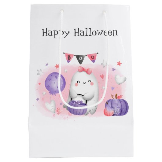 キュートハロウィーンリトルブガール抱き枕 ミディアムペーパーバッグ (裏面)