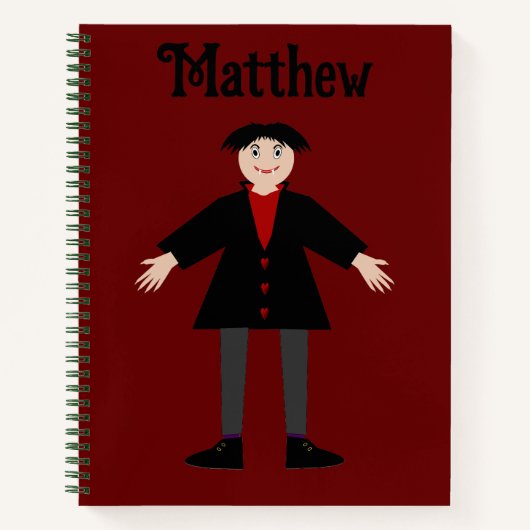 キュートハロウィーンヴァンパイア名前をカスタムする ノートブック (正面)