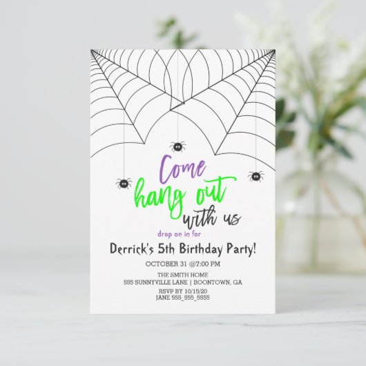 キュートハロウィーン子供の誕生日パーティー 招待状 (スタンド正面)