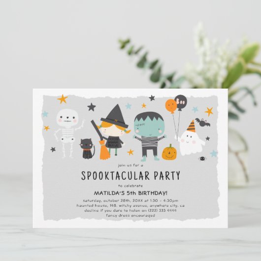 キュートハロウィーン子供の誕生日 招待状 (スタンド正面)