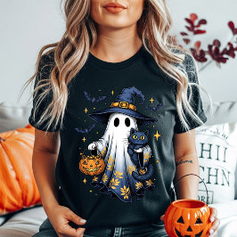 キュートハロウィーン幽霊ウィッチ | トリッ不気味クまたは治療 トライブレンドＴシャツ