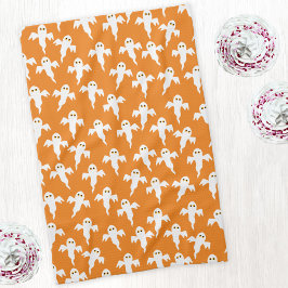 キュートハロウィーン幽霊オレンジ キッチンタオル
