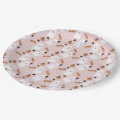 キュートハロウィーン幽霊グオールオレンジ紙吹雪ピンク ペーパープレート (アングル)