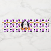 キュートハロウィーン幽霊パープルオレンジ ペットボトルラベル (シングルラベル)