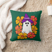 キュートハロウィーン幽霊フラワーリース クッション (ブランケット)