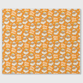 キュートハロウィーン幽霊レトロ不気味ブオレンジ ラッピングペーパー (フラット)