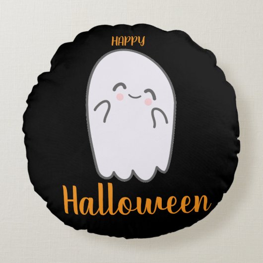 キュートハロウィーン幽霊 ラウンドクッション (正面)