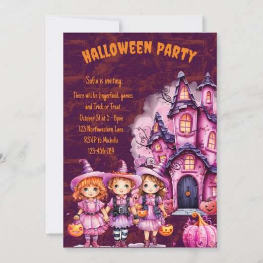 キュートハロウィーン招待状 子供へ 招待状 (正面)