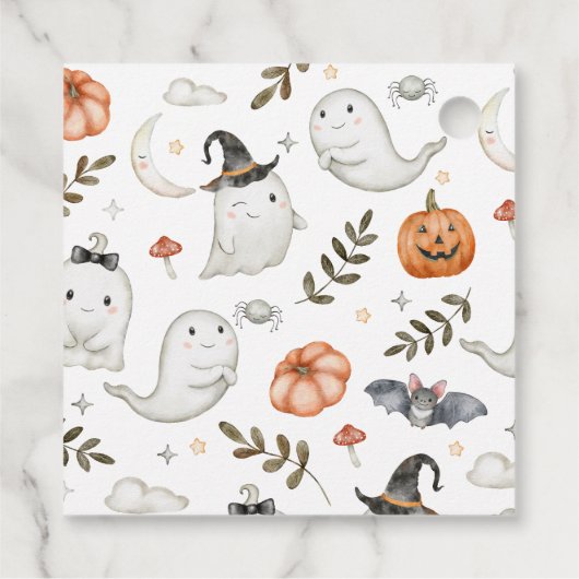 キュートハロウィーン誕生日スクエアメッセージカード フェイバータグ (裏面)