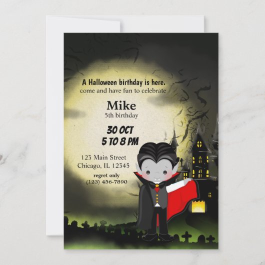 キュートハローウィンパーティドラキュラ 招待状 (正面)