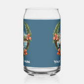 キュートハワイアンセーリングボート追加文字ビーチ ガラス缶 (左)