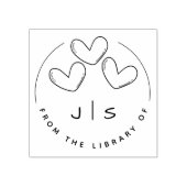 キュートハートカスタムイニシャル3冊 ラバースタンプ (インプリント)