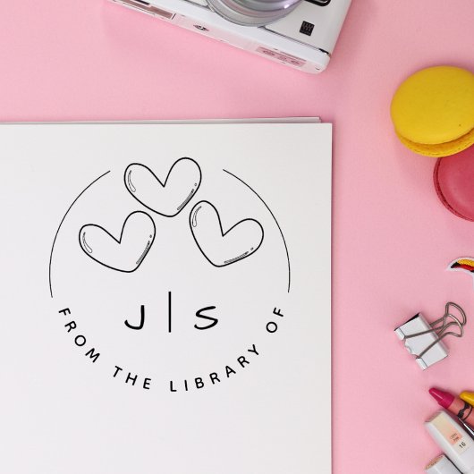 キュートハートカスタムイニシャル3冊 ラバースタンプ