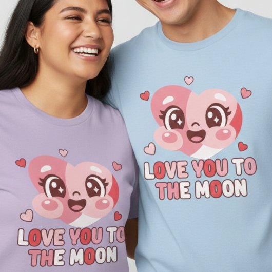 キュートハートキャラ 月まで愛して Tシャツ