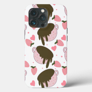 キュートハートチョコレートいちご柄 ピンク iPhone 13 PROケース