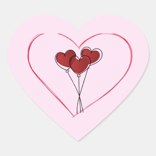 キュートハートバルーンラブステッカー ハートシール (正面)