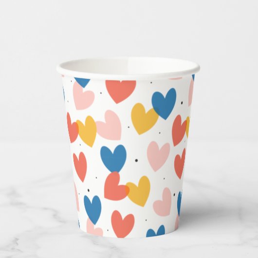 キュートハートパターン紙カップ 紙コップ (左)