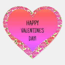 キュートハートピンクレッドローゼスハッピーバレンタインデー ハートシール