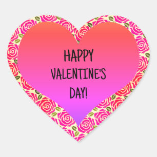 キュートハートピンクレッドローゼスハッピーバレンタインデー ハートシール