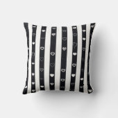 キュートハートモダンブラックストライプ クッション (裏面)