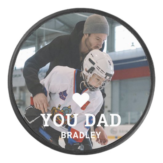 キュートハート LOVE YOU DAD 名前入りフォト アイスホッケーパック (正面)