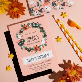 キュートハ不気味ロウィーンリース子供の誕生日 招待状