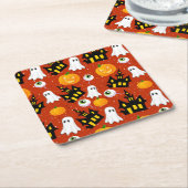 キュートハ幽霊のよく出るウスパーティー スクエアペーパーコースター (アングル)