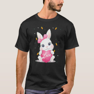 キュートバカラフルニー顔絞り染め赤いハートフラワー Tシャツ