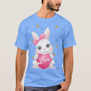キュートバカラフルニー顔絞り染め赤いハートフラワー Tシャツ