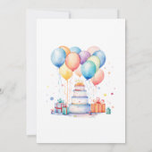 キュートバカラフルルーンアーチカップケーキ子供の誕生日 招待状 (裏面)